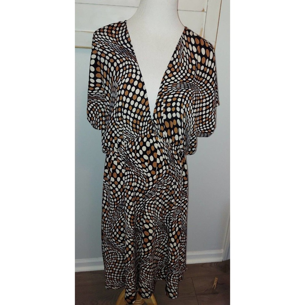 Women’s Dress Size XL Brown Black Tan by Violet High Low Hem Elastic Waist